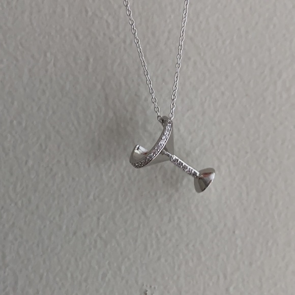 NWOT Silver Martini Glass Necklace - Picture 2 of 5